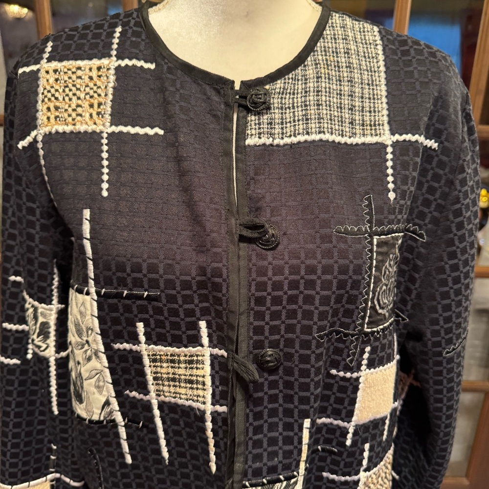 Allure Black Patchwork Floral Jacket S - image 8